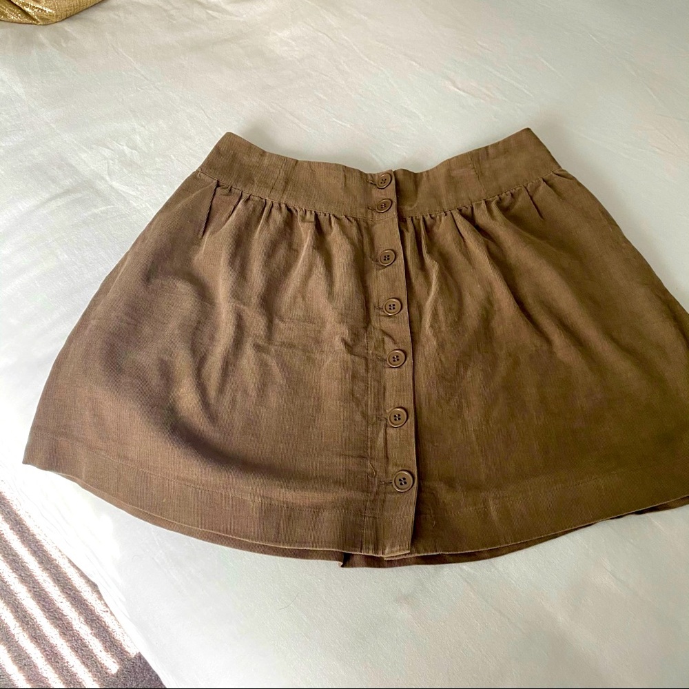 Brown Button Up Corduroy Skirt